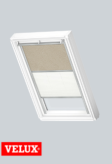 Duo Blind (Blackout), 4579 Natural & 1016 White - VELUX Loft Blind